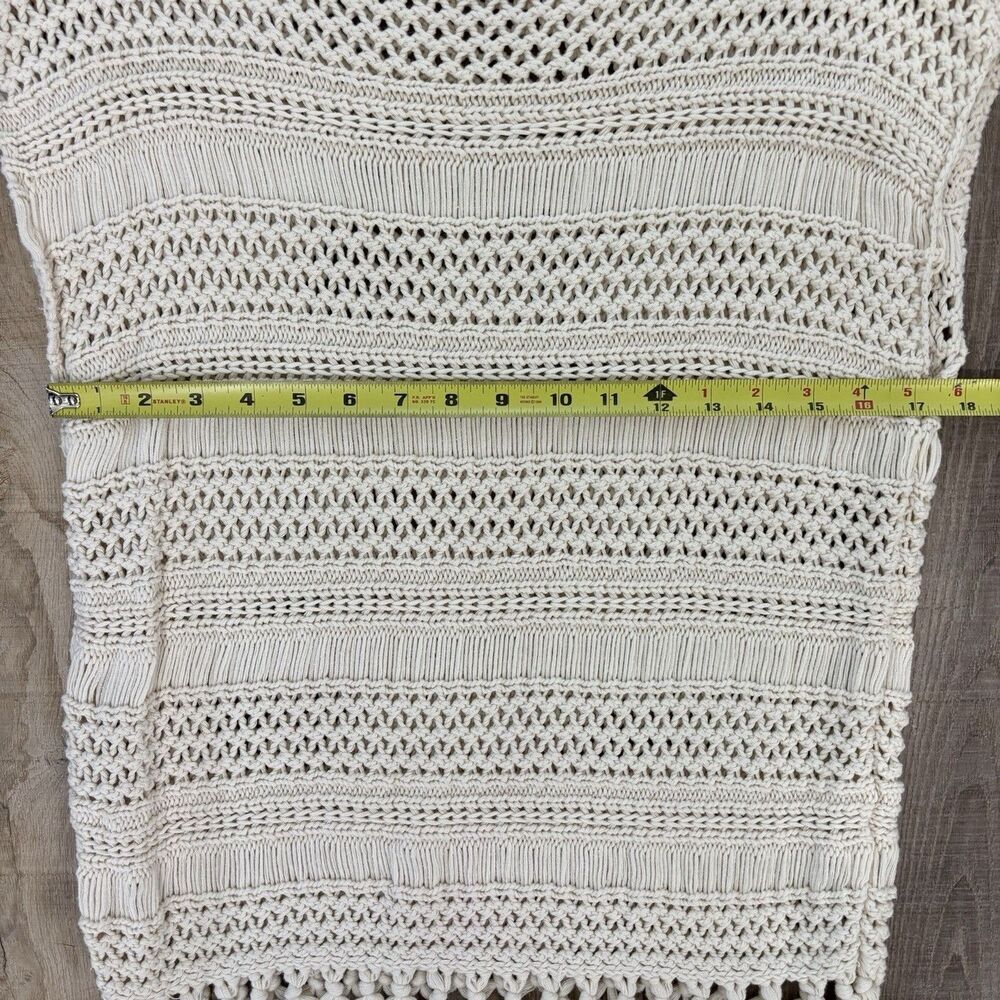 Womens Open Crochet Bohemian Cotton Top Size S Ivory Hippie Festival Gypsy Rodeo - Picture 11 of 12